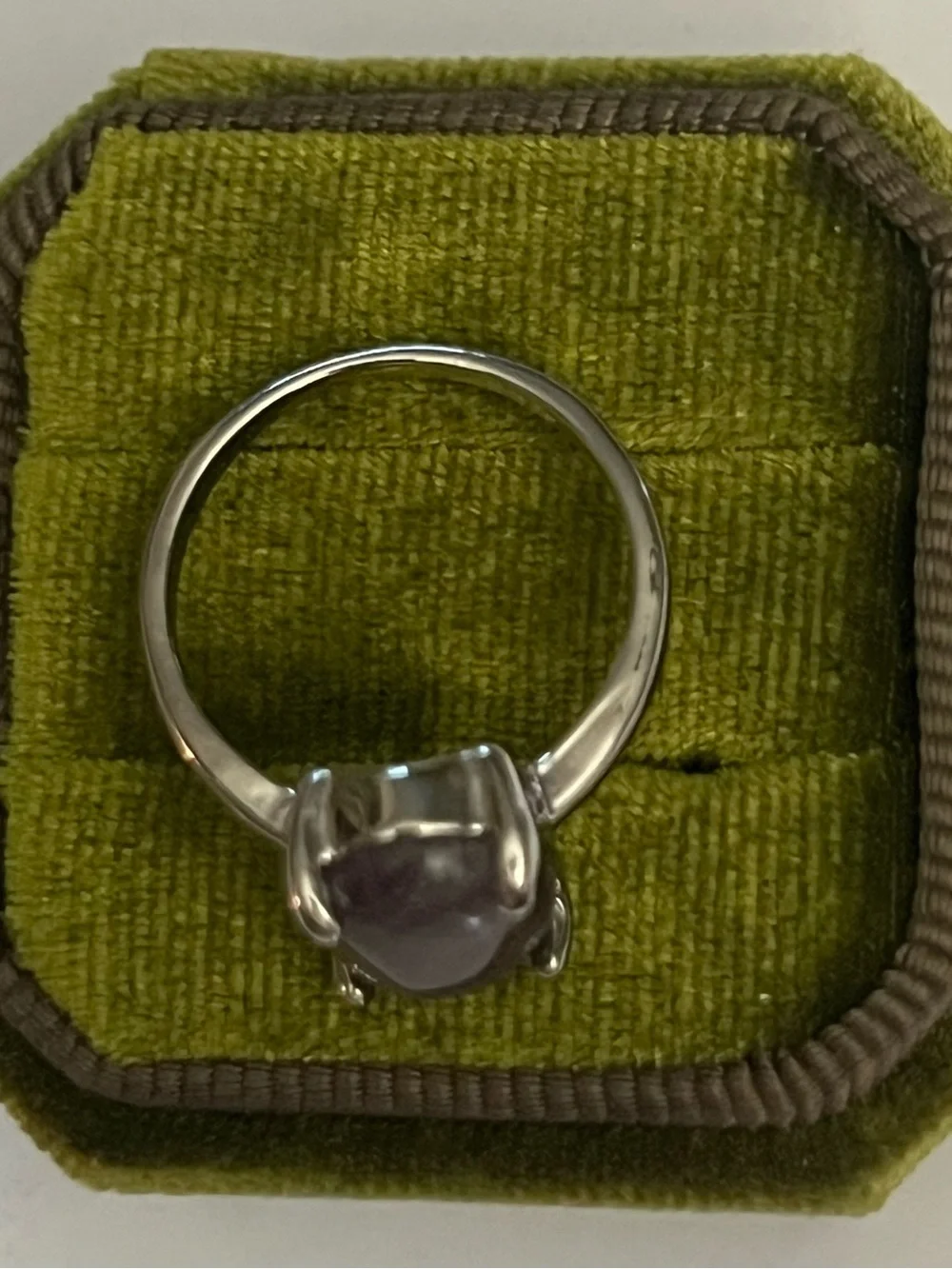 Elegant/Classic Titanium Steel Silver Faux Amethyst Gemstone Ring S 9